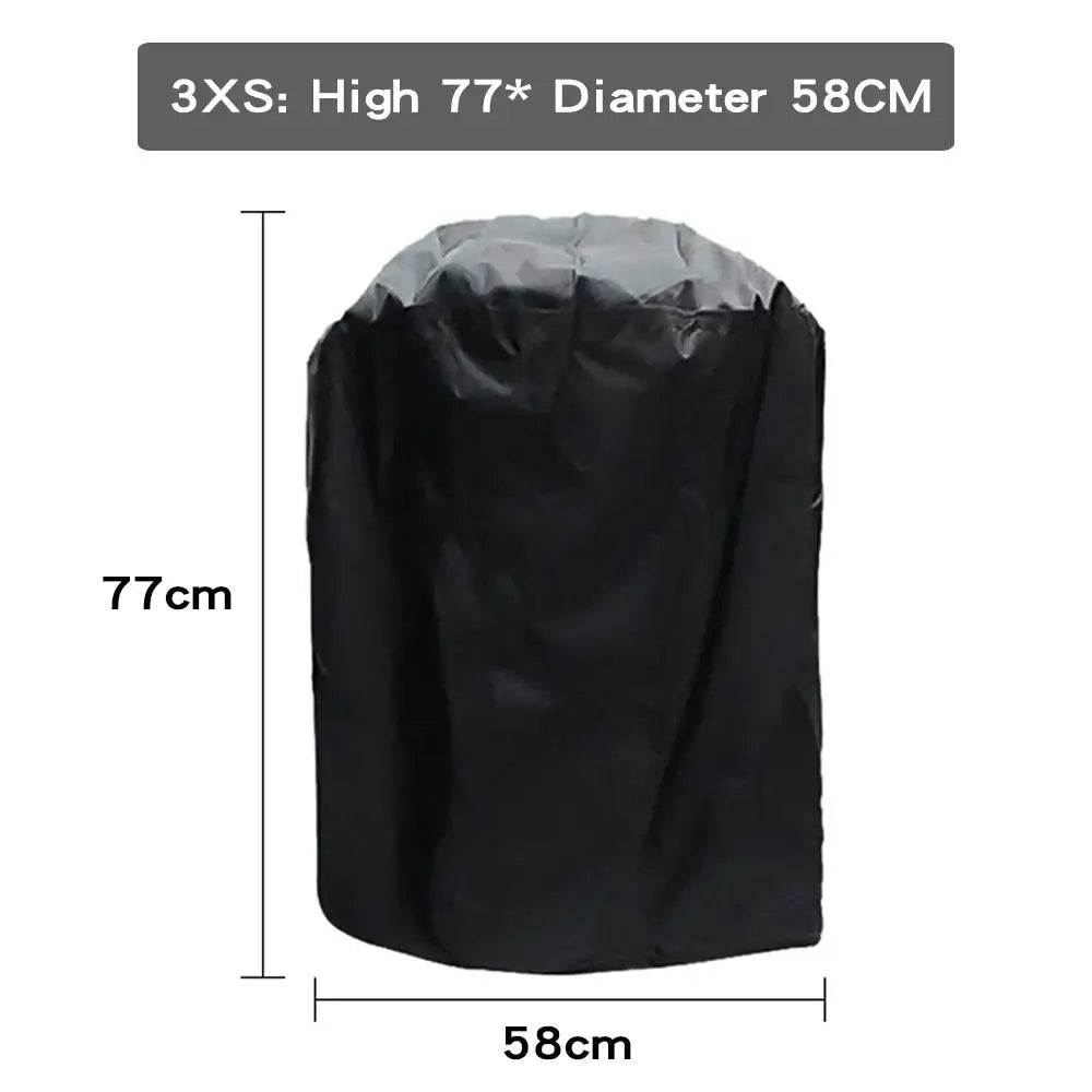 Black waterproof bbq grill cover for 3xs outdoor grill 77cm high 58cm diameter modern kitchen protector