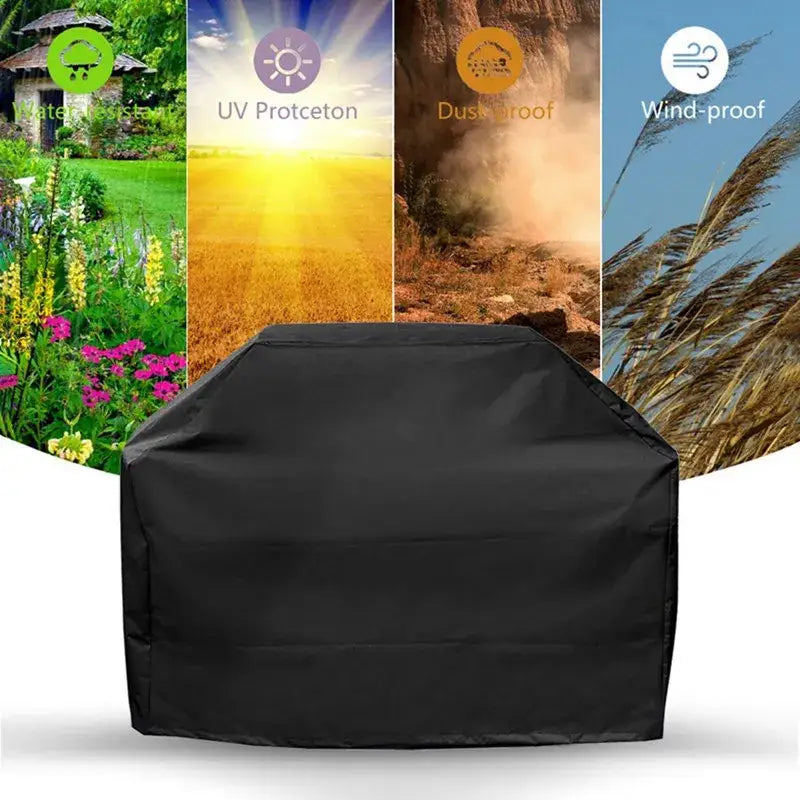 Modern black waterproof bbq grill cover with reinforced seams and durable weather-resistant outdoor protector