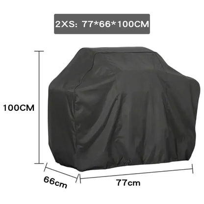 Black durable fabric bbq grill cover designed for 2xs-sized outdoor kitchen grill with waterproof protection