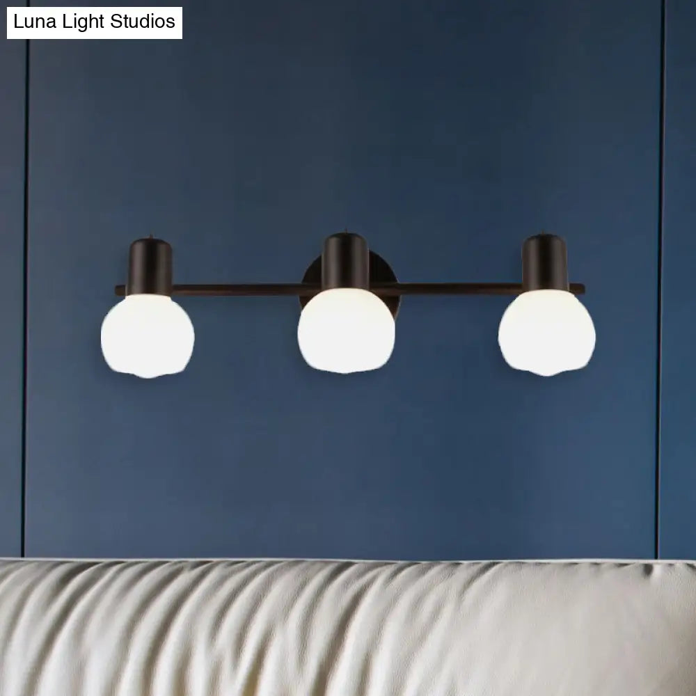 DecorBites™ DecorBites™ Modern Black/White 3-Bulb Wall Sconce with Opal Glass Bubble Shade for Bathroom Lighting