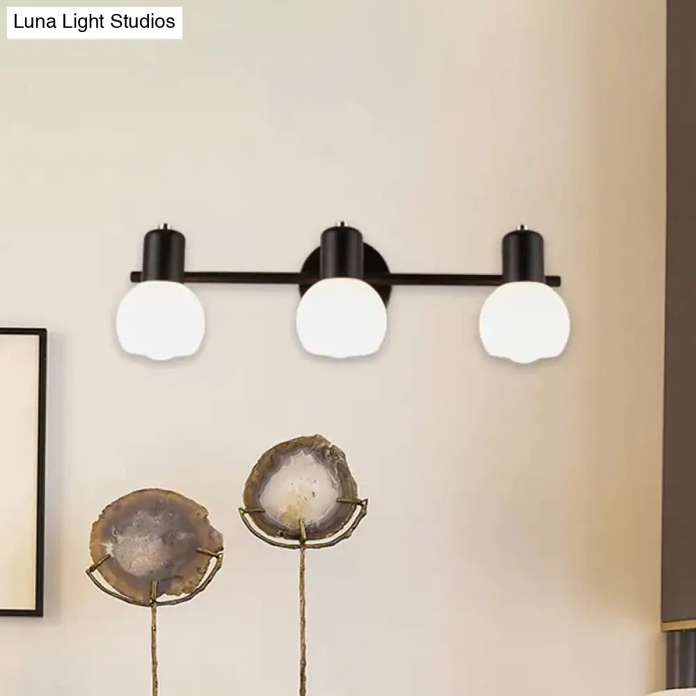 DecorBites™ DecorBites™ Modern Black/White 3-Bulb Wall Sconce with Opal Glass Bubble Shade for Bathroom Lighting