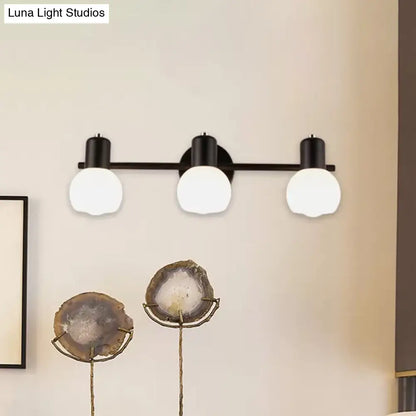 DecorBites™ DecorBites™ Modern Black/White 3-Bulb Wall Sconce with Opal Glass Bubble Shade for Bathroom Lighting