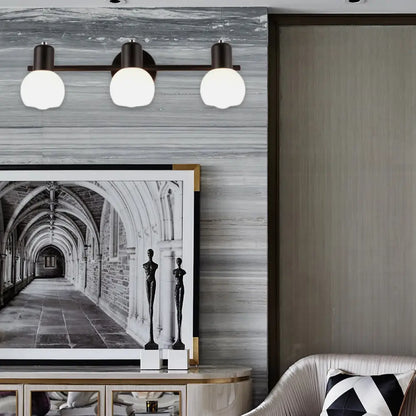 DecorBites™ DecorBites™ Modern Black/White 3-Bulb Wall Sconce with Opal Glass Bubble Shade for Bathroom Lighting