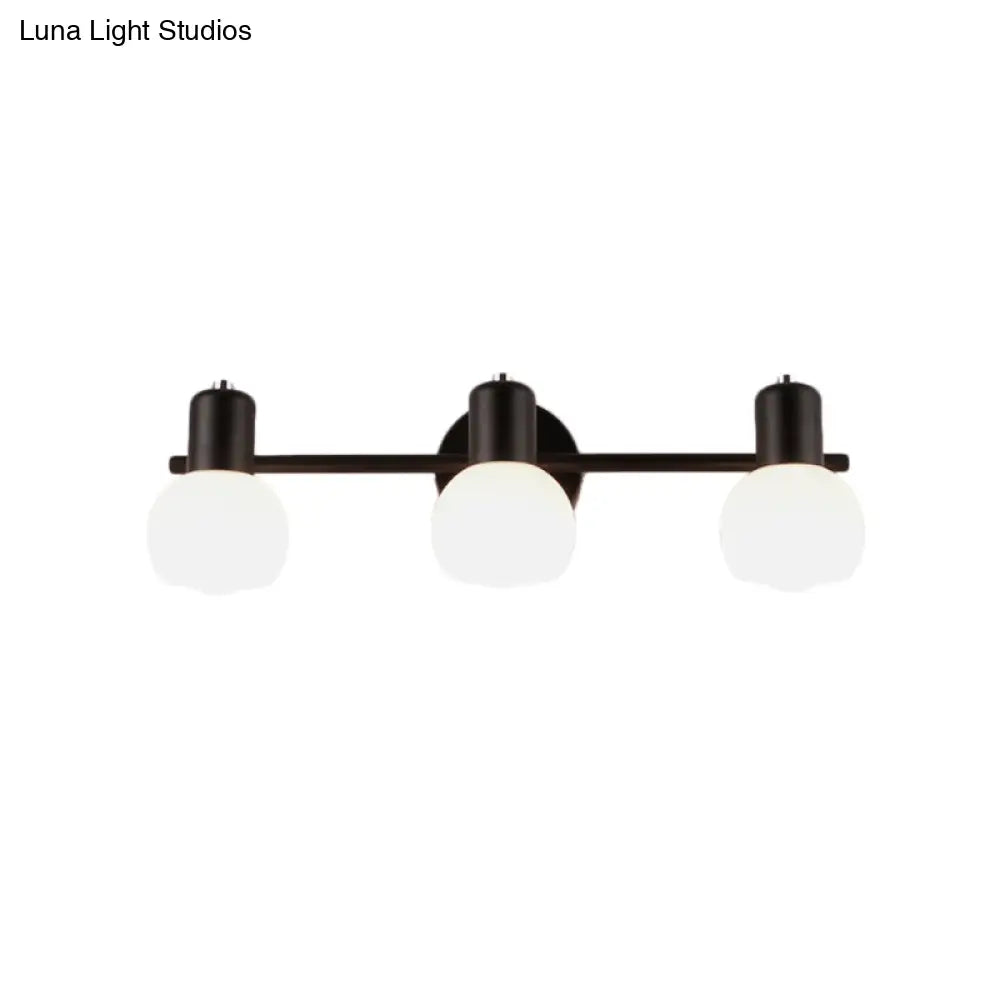 DecorBites™ DecorBites™ Modern Black/White 3-Bulb Wall Sconce with Opal Glass Bubble Shade for Bathroom Lighting
