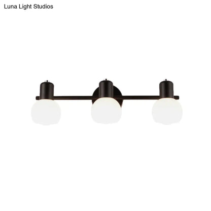 DecorBites™ DecorBites™ Modern Black/White 3-Bulb Wall Sconce with Opal Glass Bubble Shade for Bathroom Lighting