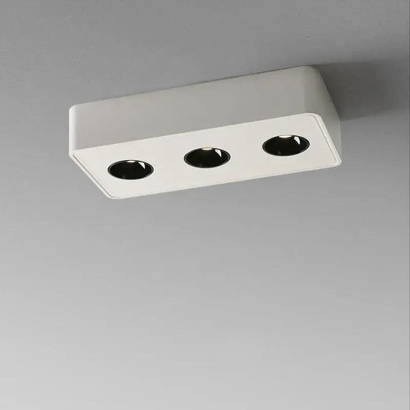 Modern black and white 36w led surface mounted ceiling light with three black circular lamp openings recessed design