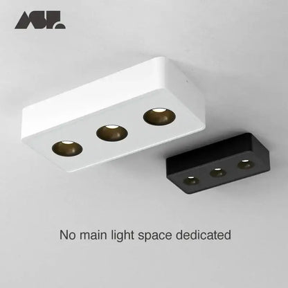 Modern black and white 36w led surface mounted ceiling light with three metallic recessed bulbs for living room use