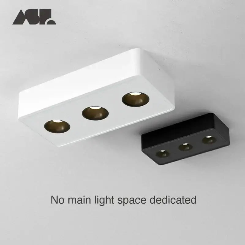 Modern black and white 36w led surface mounted ceiling light with three metallic recessed bulbs for living room use