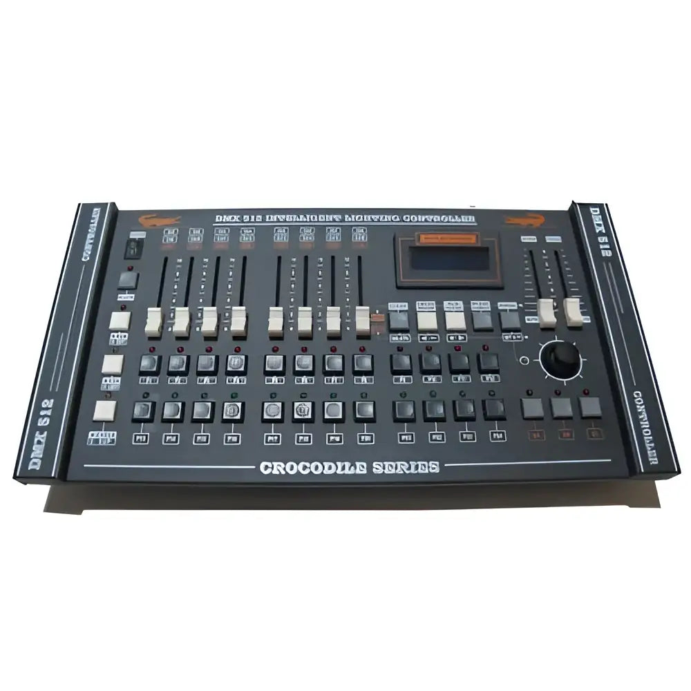 Modern black and white 504-channel dmx controller with matte finish featuring multiple sliders for dj stage lighting control