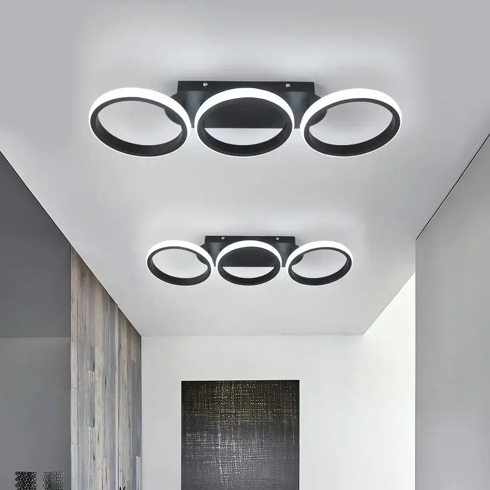 Modern black and white decorbites acrylic led ceiling lamp with three illuminated rings for living room decorbites acrylic led