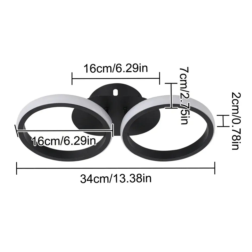 Modern black and white acrylic led ceiling lamp with two circular rings for living room decorbites acrylic led lighting