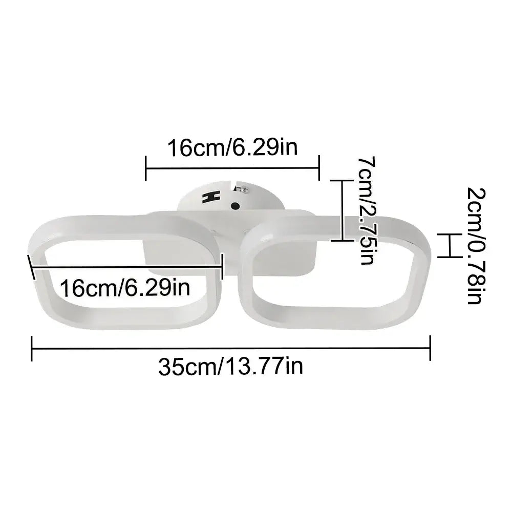 Modern black and white acrylic led ceiling lamp with white plastic wall-mounted light fixture and oval-shaped arms
