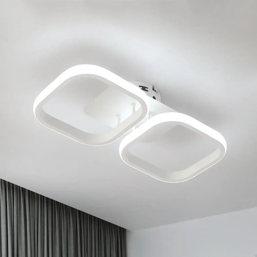 Modern black and white acrylic led ceiling lamp with two illuminated square panels for living room decorbites acrylic led