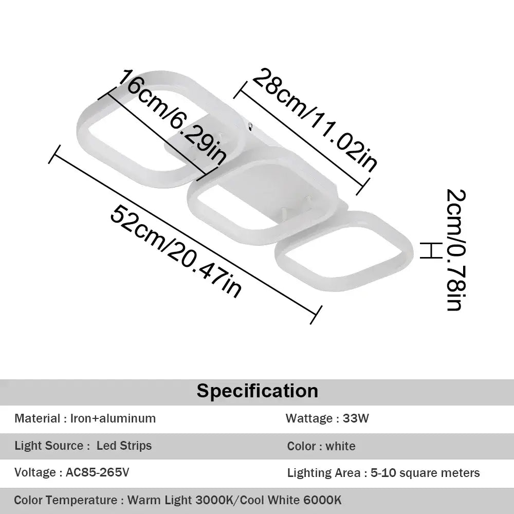 Modern black and white acrylic led ceiling lamp featuring a white led strip light fixture in iron and aluminum design