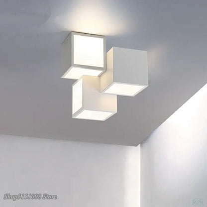 Modern black and white acrylic led ceiling light with a white cube design for minimalist bedroom decorbites acrylic led ceiling