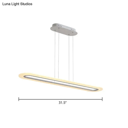 Modern silver acrylic oblong pendant light fixture with warm led illumination and remote control by decorbites