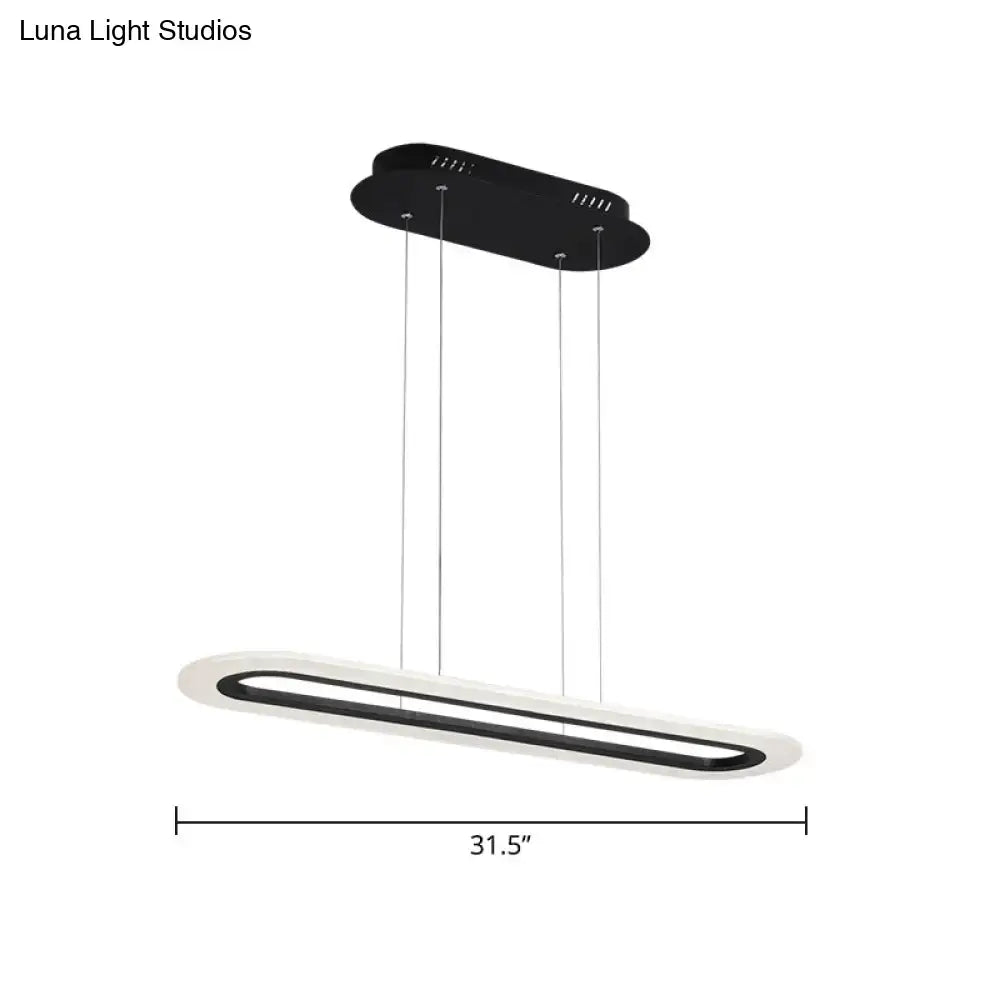 DecorBites™ minimalist LED island light fixture acrylic oblong black and white pendant with sleek remote control design