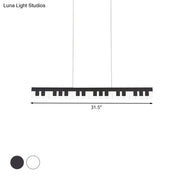 Black acrylic piano key chandelier lamp fixture by DecorBites modern LED ceiling light for kids rooms
