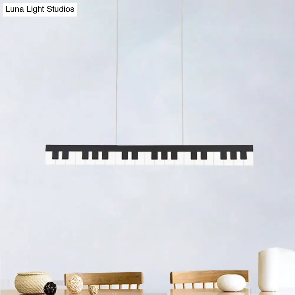DecorBites™ modern acrylic piano key chandelier lamp fixture in black and white for kids LED ceiling light