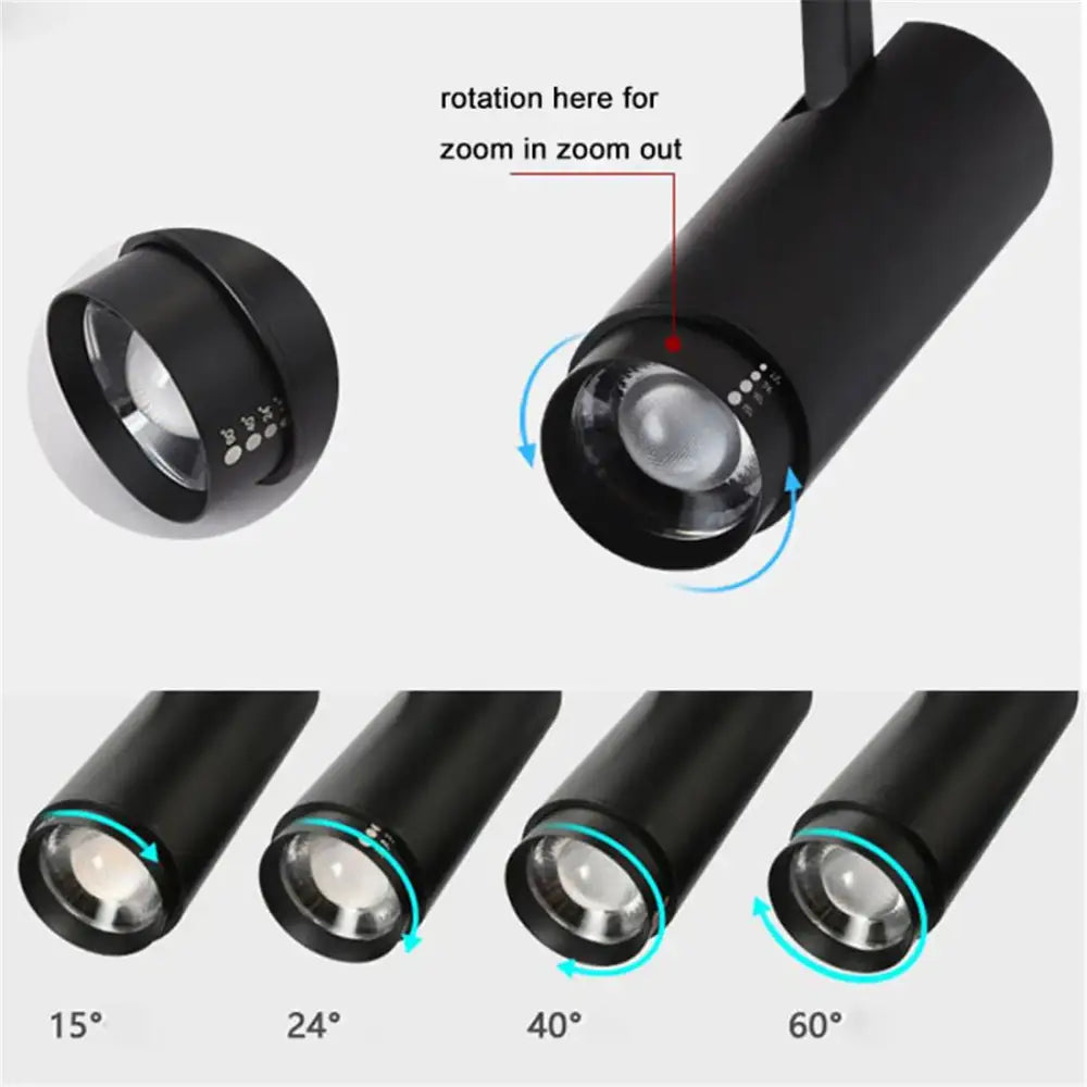 Modern black cylindrical adjustable beam ceiling spotlight with led bulb for office by decorbites adjustable beam