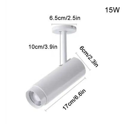 White cylindrical track lighting fixture with sleek modern design 15w power decorbites adjustable beam ceiling spotlight