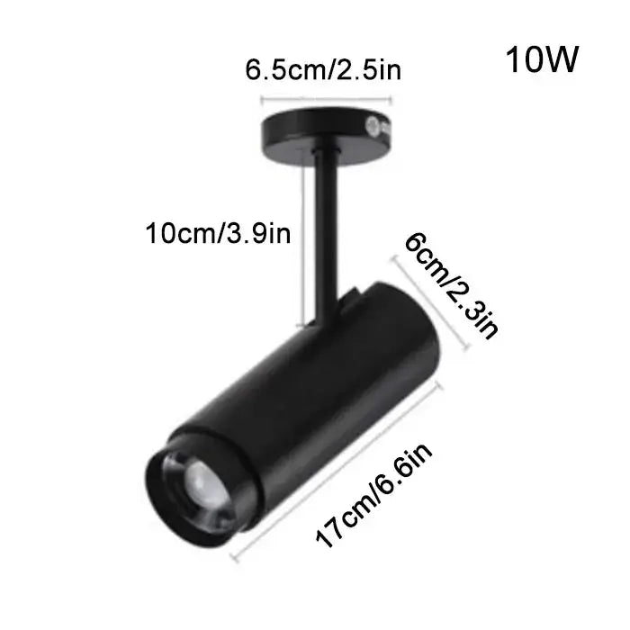 Modern black cylindrical track lighting fixture with 10w power and decorbites adjustable beam ceiling spotlight for office