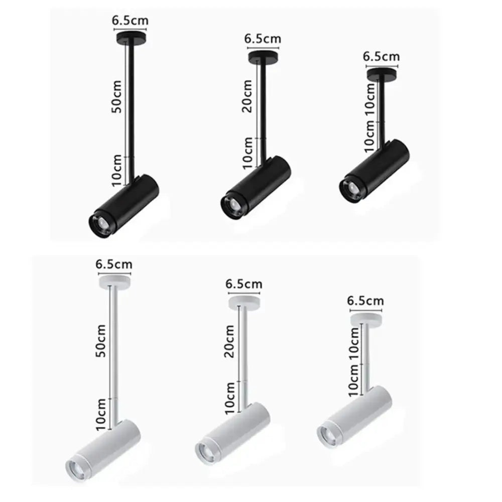 Modern black and white adjustable beam ceiling spotlight with cylindrical heads and mounting brackets for office decorbites adjustable beam