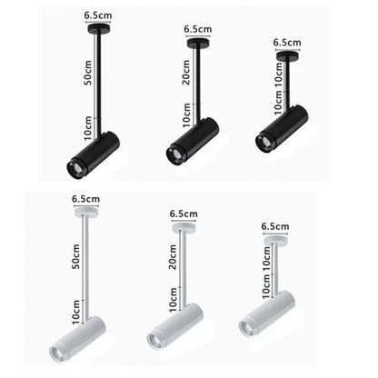 Modern black and white adjustable beam ceiling spotlight with cylindrical heads and mounting brackets for office decorbites adjustable beam
