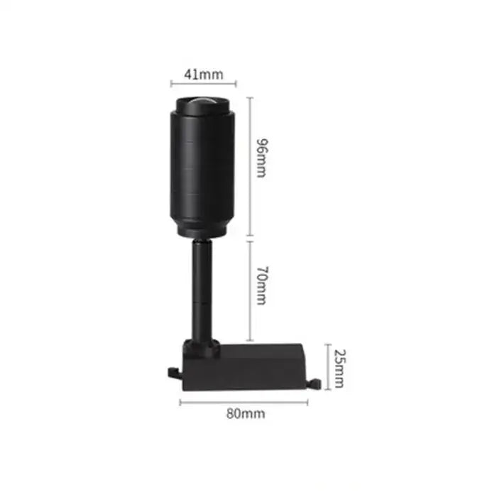 Modern black adjustable beam led ceiling lamp with sleek cylindrical design and precise dimensional markings by decorbites