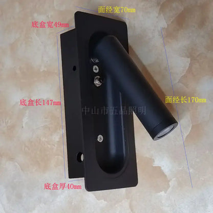 Modern black and white wall lamp with black matte finish and adjustable head decorbites adjustable bedside led light