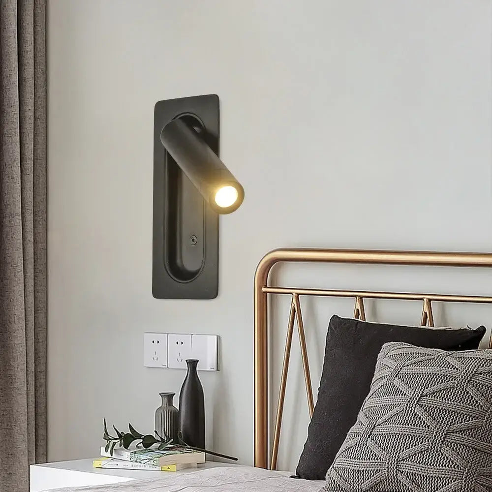 Modern black matte wall lamp with adjustable arm and cylindrical head decorbites adjustable bedside led light