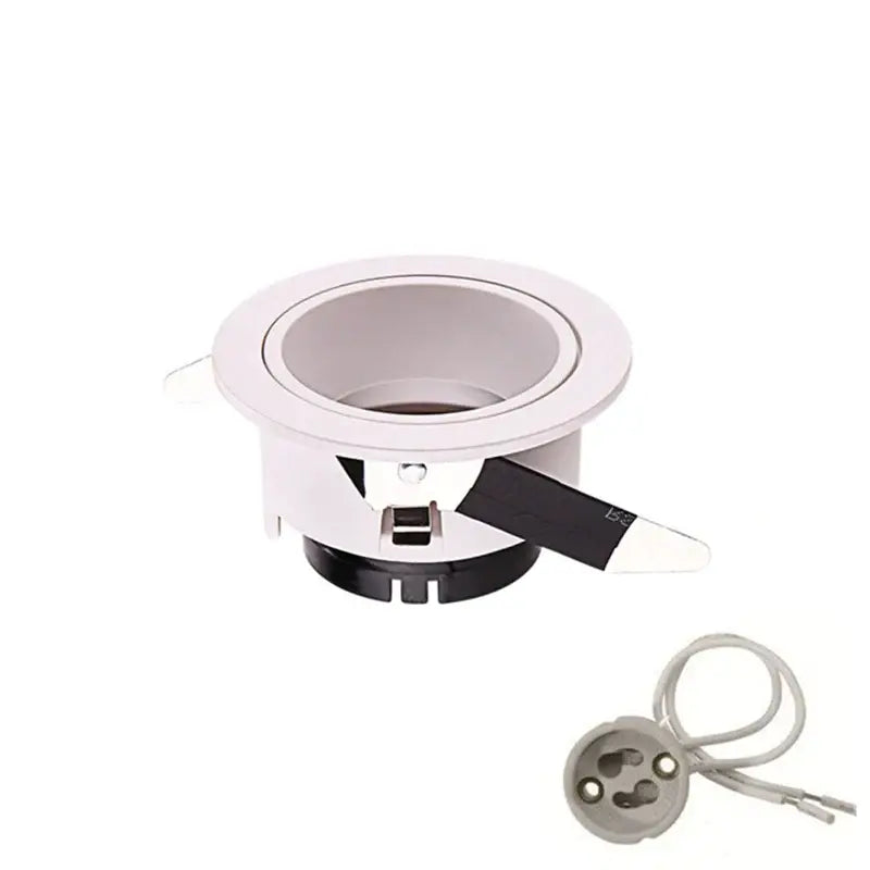White recessed ceiling downlight with chrome accents gu10 mr16 decorbites adjustable modern black and white design