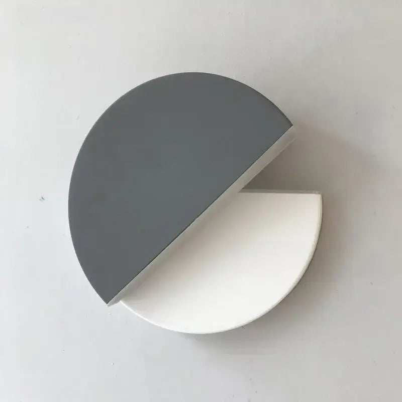 Minimalist two-tone circular wall lamp with matte gray and white finish decorbites adjustable led wall decor