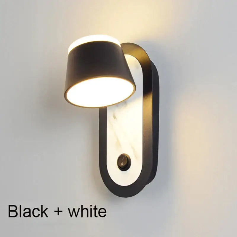 Modern black and white adjustable wall lamp with oval polished marble base for bedroom decorbites adjustable wall lighting