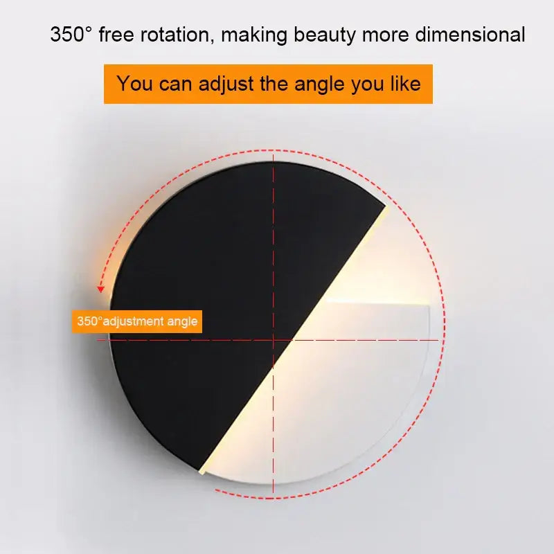 Modern black and white decorbites adjustable wall lamp with 350-degree rotation for bedroom reading light decor