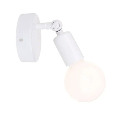 White adjustable wall lamp holder with frosted glass bulb for modern black and white bedroom wall lamp sconce