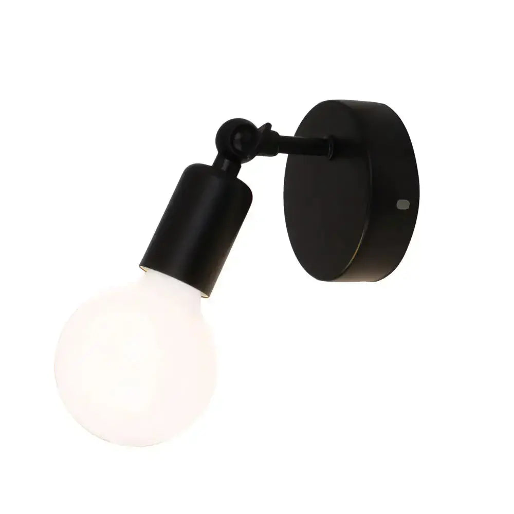 Modern black metal wall lamp holder with frosted glass bulb adjustable wall lamp for bedroom sconce lighting