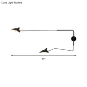 Modern black and white articulated wall sconce with two arms for living room light fixture and minimalist design