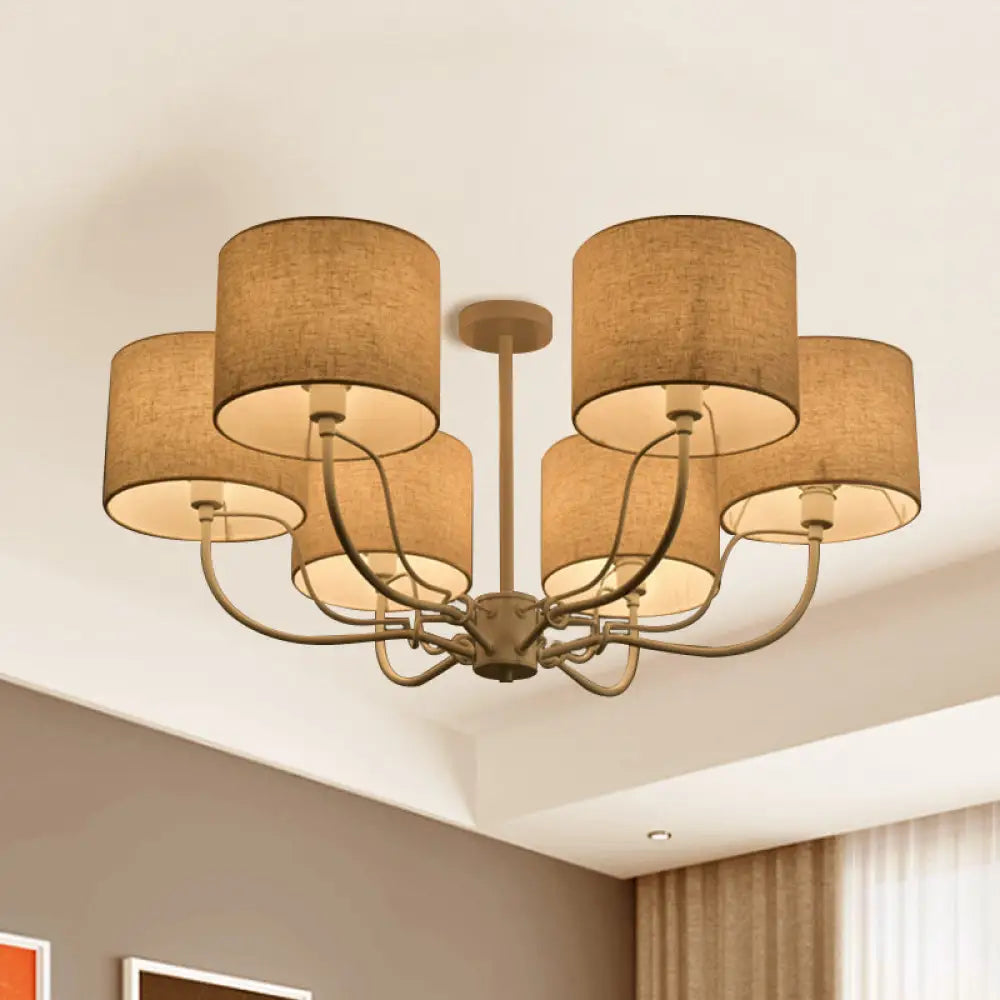 DecorBites™ DecorBites™ Modern Black/White Barrel Ceiling Lamp: 3/6 Bulbs Fabric Semi Flush Mount Chandelier for Lounge