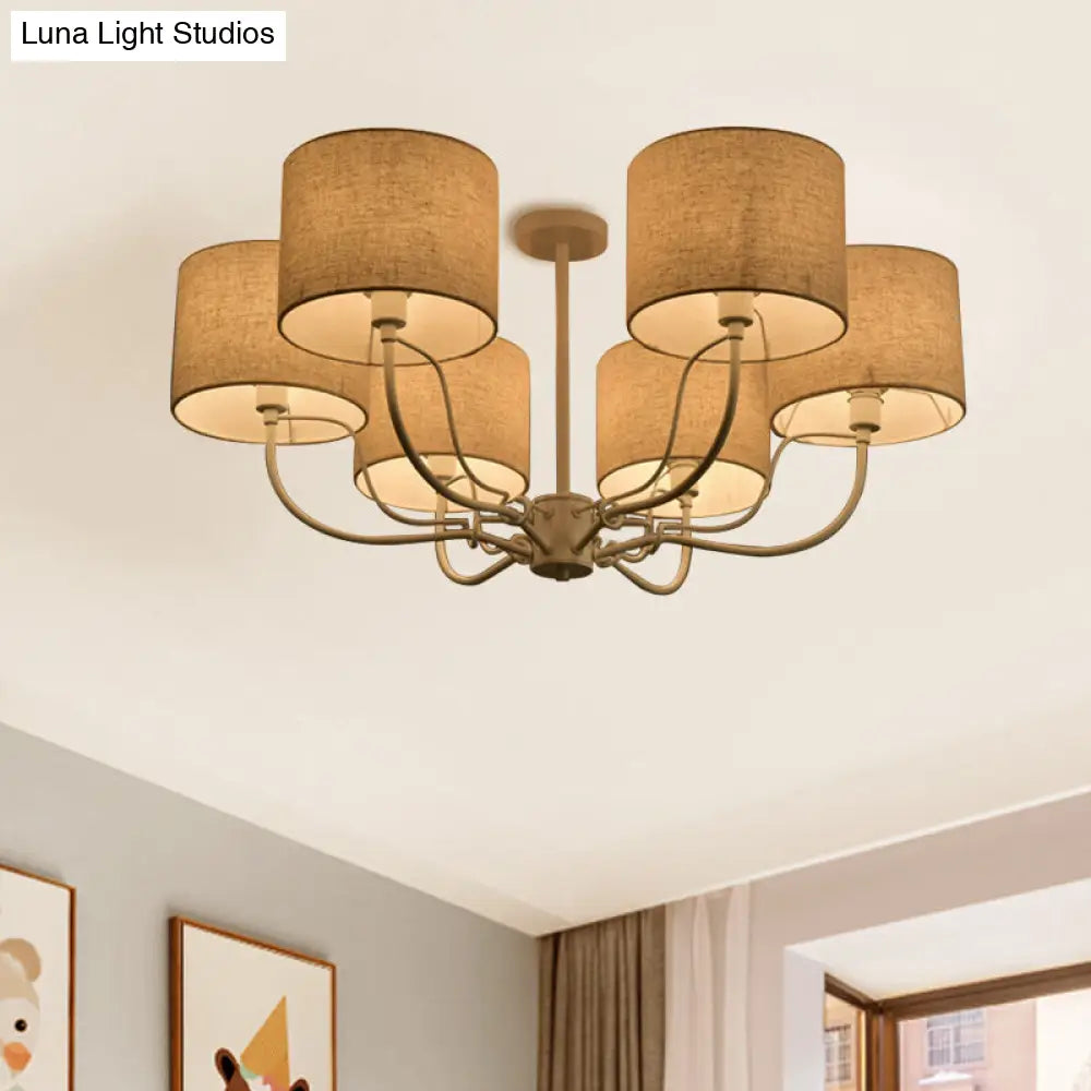 DecorBites™ DecorBites™ Modern Black/White Barrel Ceiling Lamp: 3/6 Bulbs Fabric Semi Flush Mount Chandelier for Lounge