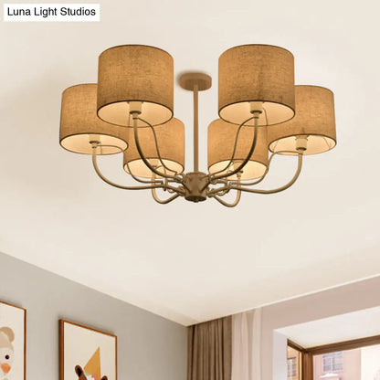 DecorBites™ DecorBites™ Modern Black/White Barrel Ceiling Lamp: 3/6 Bulbs Fabric Semi Flush Mount Chandelier for Lounge