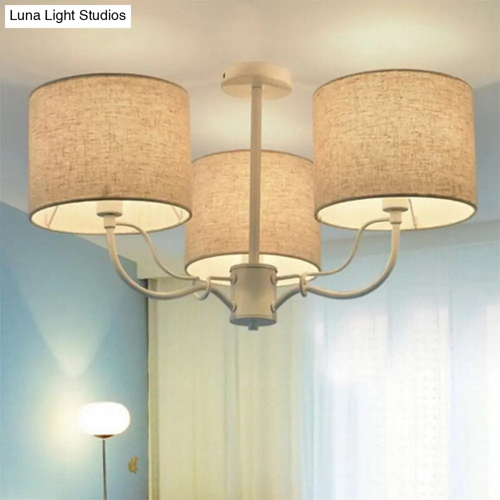 DecorBites™ DecorBites™ Modern Black/White Barrel Ceiling Lamp: 3/6 Bulbs Fabric Semi Flush Mount Chandelier for Lounge