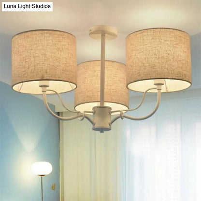 DecorBites™ DecorBites™ Modern Black/White Barrel Ceiling Lamp: 3/6 Bulbs Fabric Semi Flush Mount Chandelier for Lounge