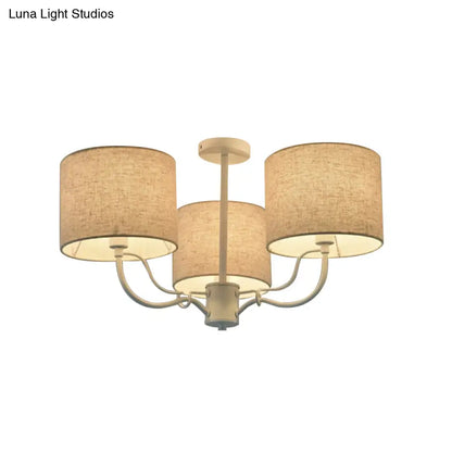 DecorBites™ DecorBites™ Modern Black/White Barrel Ceiling Lamp: 3/6 Bulbs Fabric Semi Flush Mount Chandelier for Lounge