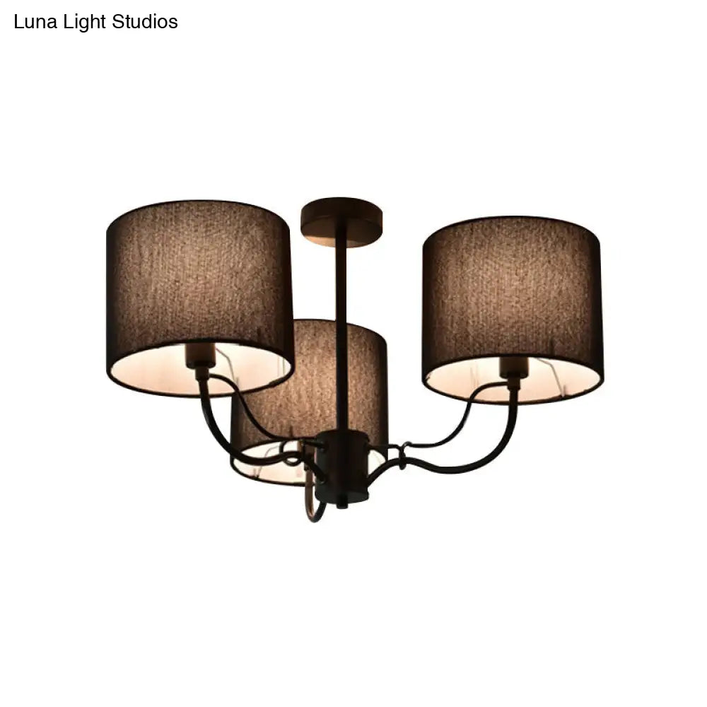 DecorBites™ DecorBites™ Modern Black/White Barrel Ceiling Lamp: 3/6 Bulbs Fabric Semi Flush Mount Chandelier for Lounge