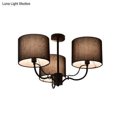 DecorBites™ DecorBites™ Modern Black/White Barrel Ceiling Lamp: 3/6 Bulbs Fabric Semi Flush Mount Chandelier for Lounge