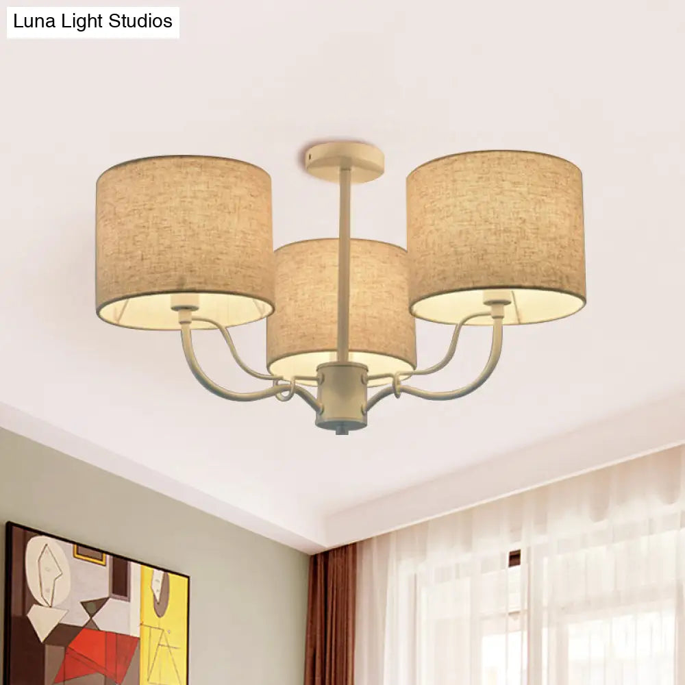DecorBites™ DecorBites™ Modern Black/White Barrel Ceiling Lamp: 3/6 Bulbs Fabric Semi Flush Mount Chandelier for Lounge