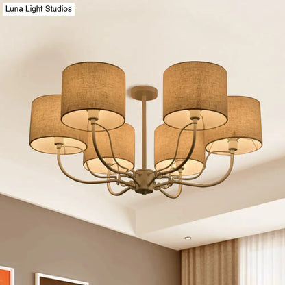 DecorBites™ DecorBites™ Modern Black/White Barrel Ceiling Lamp: 3/6 Bulbs Fabric Semi Flush Mount Chandelier for Lounge