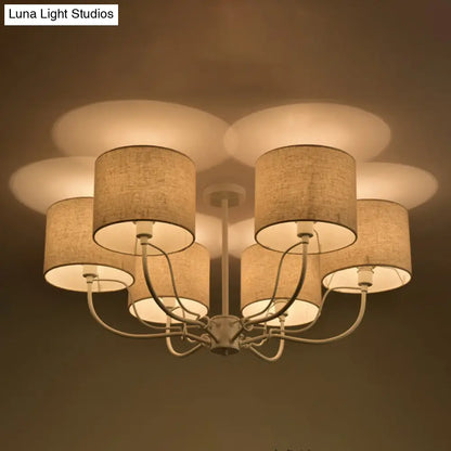 DecorBites™ DecorBites™ Modern Black/White Barrel Ceiling Lamp: 3/6 Bulbs Fabric Semi Flush Mount Chandelier for Lounge