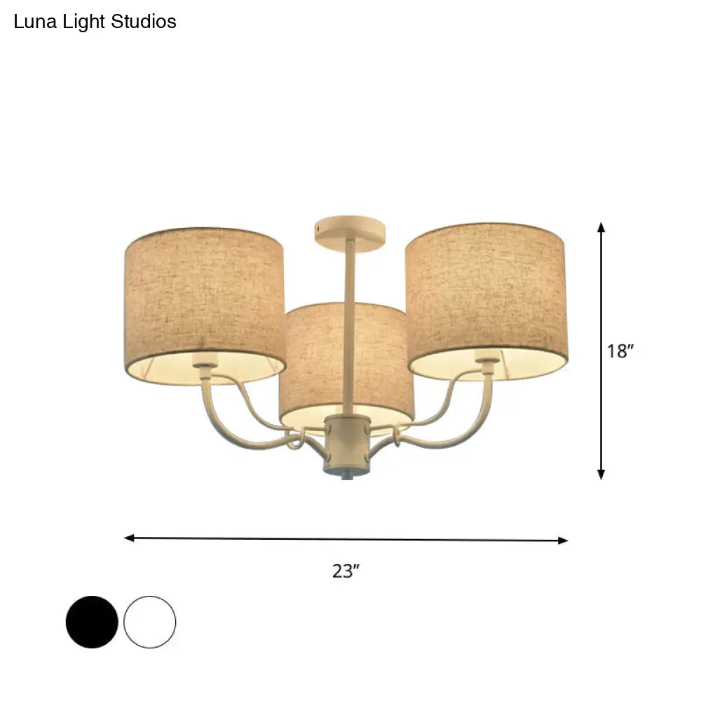 DecorBites™ DecorBites™ Modern Black/White Barrel Ceiling Lamp: 3/6 Bulbs Fabric Semi Flush Mount Chandelier for Lounge